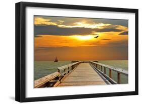 Pier at Sunset-Lantern Press-Framed Art Print