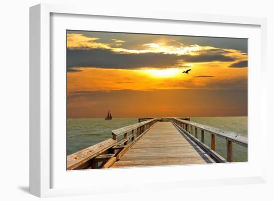 Pier at Sunset-Lantern Press-Framed Art Print