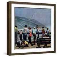 "Pier Fishing," August 13, 1949-John Falter-Framed Giclee Print