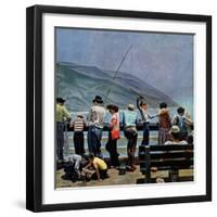 "Pier Fishing," August 13, 1949-John Falter-Framed Giclee Print