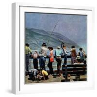 "Pier Fishing," August 13, 1949-John Falter-Framed Giclee Print