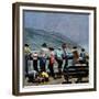 "Pier Fishing," August 13, 1949-John Falter-Framed Giclee Print