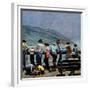 "Pier Fishing," August 13, 1949-John Falter-Framed Giclee Print