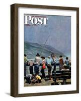 "Pier Fishing," Saturday Evening Post Cover, August 13, 1949-John Falter-Framed Giclee Print