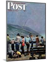 "Pier Fishing," Saturday Evening Post Cover, August 13, 1949-John Falter-Mounted Giclee Print