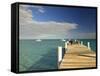 Pier, Grace Bay, Providenciales Island, Turks and Caicos, Caribbean-Walter Bibikow-Framed Stretched Canvas