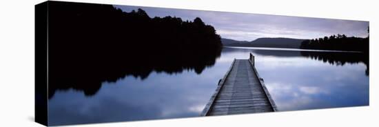 Pier in a Lake, Lake Mapourika, South Island, New Zealand-null-Stretched Canvas