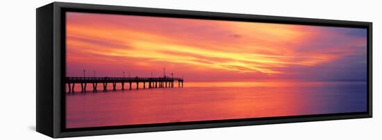 Pier in the Ocean at Sunset, Caspersen Beach, Sarasota County, Venice, Florida, USA-null-Framed Stretched Canvas