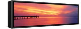 Pier in the Ocean at Sunset, Caspersen Beach, Sarasota County, Venice, Florida, USA-null-Framed Stretched Canvas