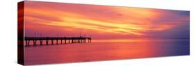 Pier in the Ocean at Sunset, Caspersen Beach, Sarasota County, Venice, Florida, USA-null-Stretched Canvas