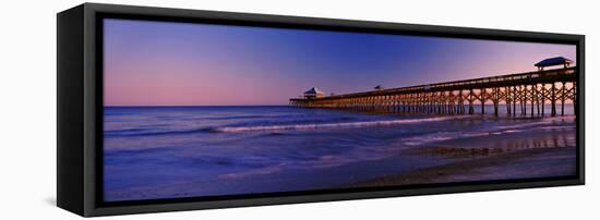 Pier in the Ocean, Folly Beach Fishing Pier, Folly Beach, Folly Island, Charleston County-null-Framed Stretched Canvas