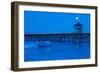 Pier in the Pacific Ocean at night, San Clemente Pier, San Clemente, California, USA-null-Framed Photographic Print