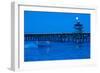 Pier in the Pacific Ocean at night, San Clemente Pier, San Clemente, California, USA-null-Framed Photographic Print