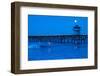 Pier in the Pacific Ocean at night, San Clemente Pier, San Clemente, California, USA-null-Framed Photographic Print