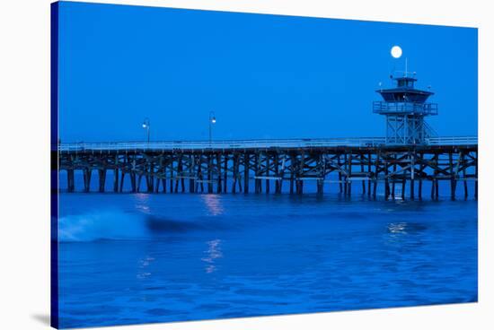 Pier in the Pacific Ocean at night, San Clemente Pier, San Clemente, California, USA-null-Stretched Canvas