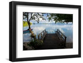 Pier of an Eco Lodge Above the Water of the Marovo Lagoon, Solomon Islands, Pacific-Michael Runkel-Framed Photographic Print