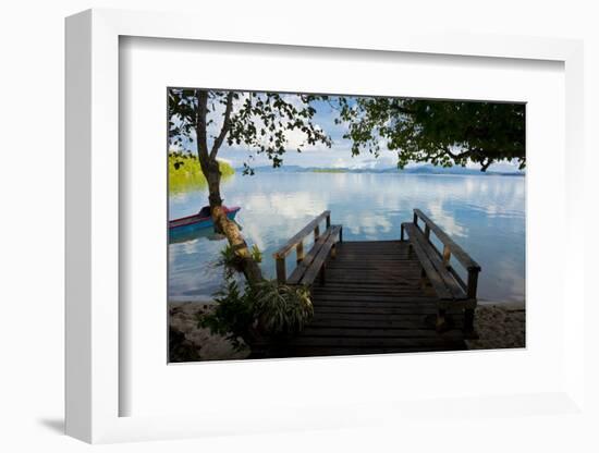 Pier of an Eco Lodge Above the Water of the Marovo Lagoon, Solomon Islands, Pacific-Michael Runkel-Framed Photographic Print