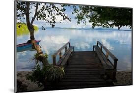 Pier of an Eco Lodge Above the Water of the Marovo Lagoon, Solomon Islands, Pacific-Michael Runkel-Mounted Photographic Print