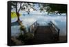 Pier of an Eco Lodge Above the Water of the Marovo Lagoon, Solomon Islands, Pacific-Michael Runkel-Framed Stretched Canvas