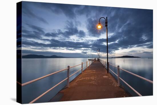 Pier of Lake Trasimeno at Dusk, Perugia, Umbria, Italy.-ClickAlps-Stretched Canvas