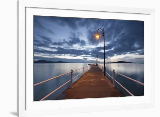 Pier of Lake Trasimeno at Dusk, Perugia, Umbria, Italy.-ClickAlps-Framed Photographic Print