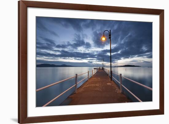 Pier of Lake Trasimeno at Dusk, Perugia, Umbria, Italy.-ClickAlps-Framed Photographic Print