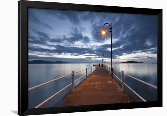 Pier of Lake Trasimeno at Dusk, Perugia, Umbria, Italy.-ClickAlps-Framed Photographic Print