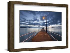 Pier of Lake Trasimeno at Dusk, Perugia, Umbria, Italy.-ClickAlps-Framed Photographic Print