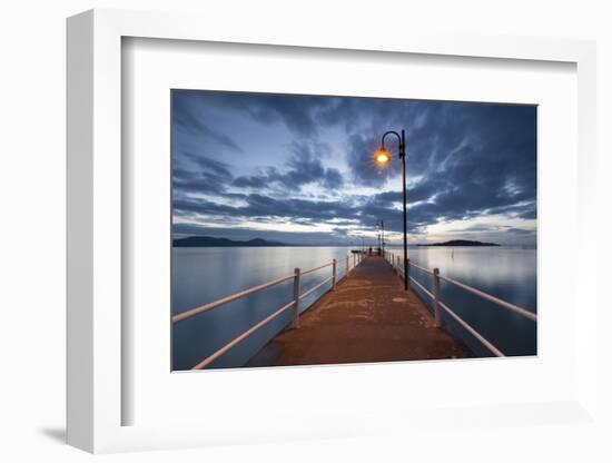 Pier of Lake Trasimeno at Dusk, Perugia, Umbria, Italy.-ClickAlps-Framed Photographic Print