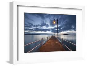 Pier of Lake Trasimeno at Dusk, Perugia, Umbria, Italy.-ClickAlps-Framed Photographic Print