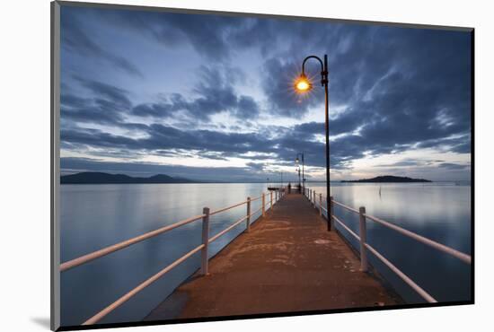 Pier of Lake Trasimeno at Dusk, Perugia, Umbria, Italy.-ClickAlps-Mounted Photographic Print