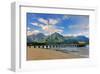 Pier on Hanalei Beach, Island of Kauai, Hawaii, USA-null-Framed Art Print