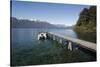 Pier on Lake Nahuel Huapi, Puerto Angostura, Villa La Angostura, Nahuel Huapi National Park, The La-Stuart Black-Stretched Canvas