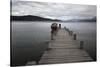 Pier on Lake Nahuel Huapi, Villa La Angostura, Nahuel Huapi National Park, The Lake District, Argen-Stuart Black-Stretched Canvas