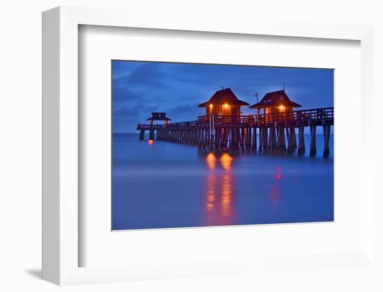 Pier on the Beach of Naples on the Gulf Coast, Florida, USA-null-Framed Premium Giclee Print