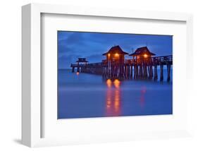 Pier on the Beach of Naples on the Gulf Coast, Florida, USA-null-Framed Premium Giclee Print