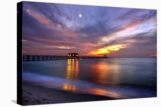 Pier on the Beach of Naples on the Gulf Coast, Florida, USA-null-Stretched Canvas