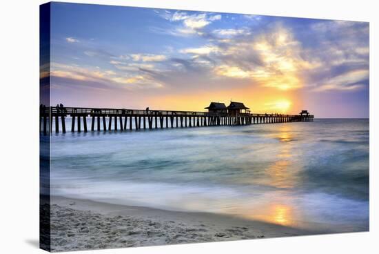 Pier on the Beach of Naples on the Gulf Coast, Florida, USA-null-Stretched Canvas
