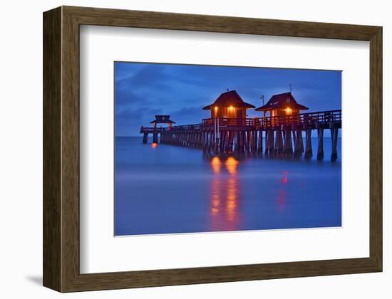 Pier on the Beach of Naples on the Gulf Coast, Florida, USA-null-Framed Art Print