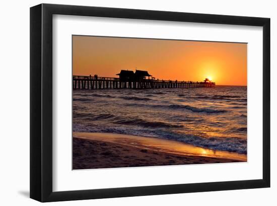 Pier on the Beach of Naples on the Gulf Coast, Florida, USA-null-Framed Art Print