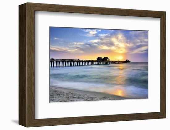 Pier on the Beach of Naples on the Gulf Coast, Florida, USA-null-Framed Art Print