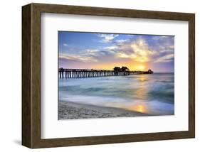 Pier on the Beach of Naples on the Gulf Coast, Florida, USA-null-Framed Art Print