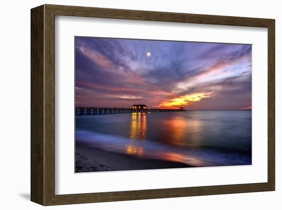 Pier on the Beach of Naples on the Gulf Coast, Florida, USA-null-Framed Art Print