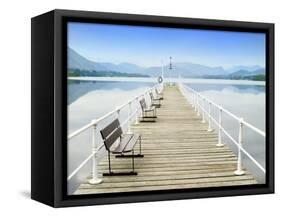 Pier on Ullswater in Lake District National Park-John Harper-Framed Stretched Canvas