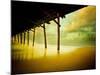 Pier over Calm Waters and Golden Sand-Jan Lakey-Mounted Photographic Print