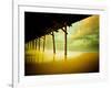 Pier over Calm Waters and Golden Sand-Jan Lakey-Framed Photographic Print