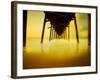 Pier over Golden Sand and Water-Jan Lakey-Framed Photographic Print