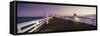Pier over sea at sunset, Malibu Pier, Malibu, California, USA-Panoramic Images-Framed Stretched Canvas