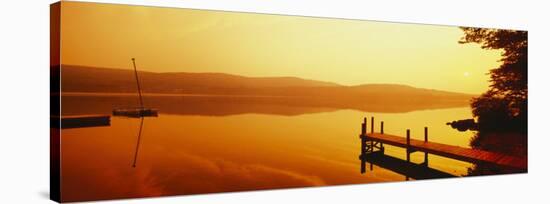 Pier, Pleasant Lake, New Hampshire, USA-null-Stretched Canvas