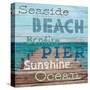 Pier View Weathered Wood Sign-Sam Appleman-Stretched Canvas